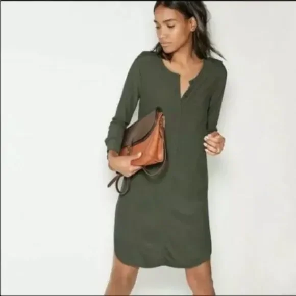Madewell | Dresses | Madewell Olive Green Viscose Long Sleeve Tunic Shirt  Dress | Poshmark